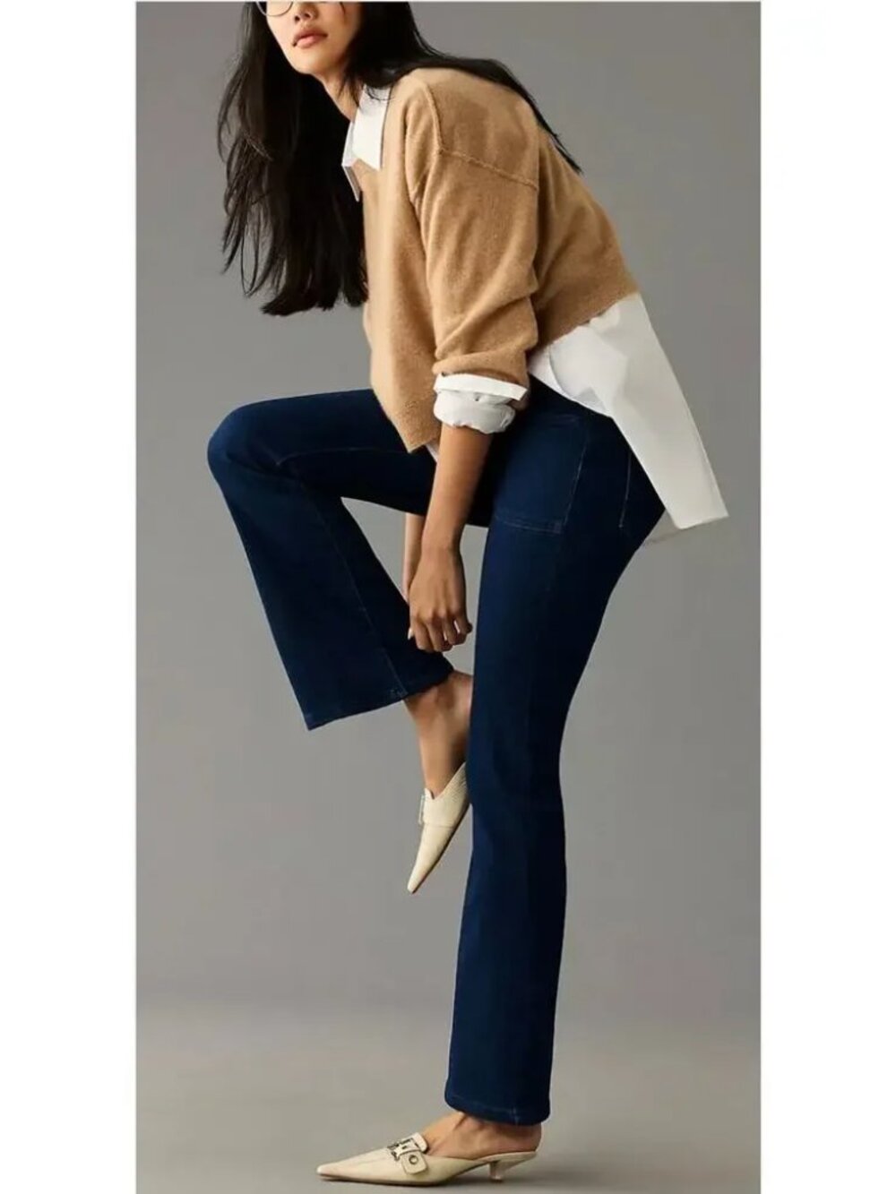 Pilcro for Anthropologie The Icon Dark Blue High-Rise Flare Jeans